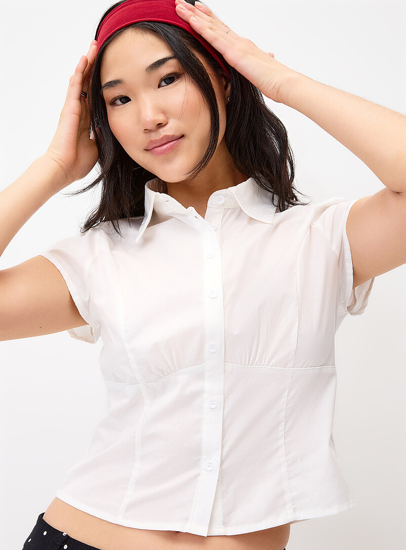 Cap-Sleeve Fitted Shirt