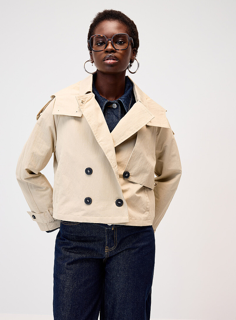 Cropped Double-Breasted Trench Coat