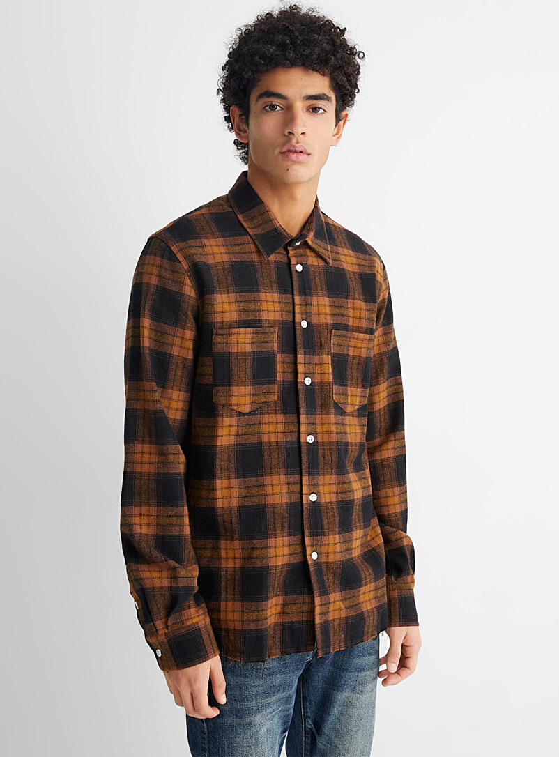 Six Week Residency Copper Amber check flannel shirt for men