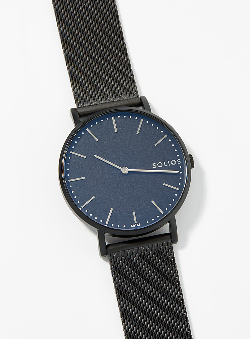 Solios: La montre Solar bracelet filet noir Noir pour homme