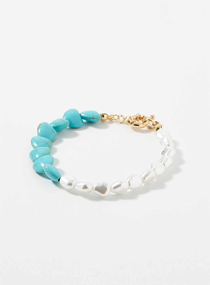 Simons Patterned Blue Turquoise heart bracelet for women