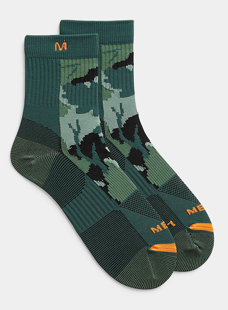 Merrell Patterned Green Recycled nylon graphic sock for men
