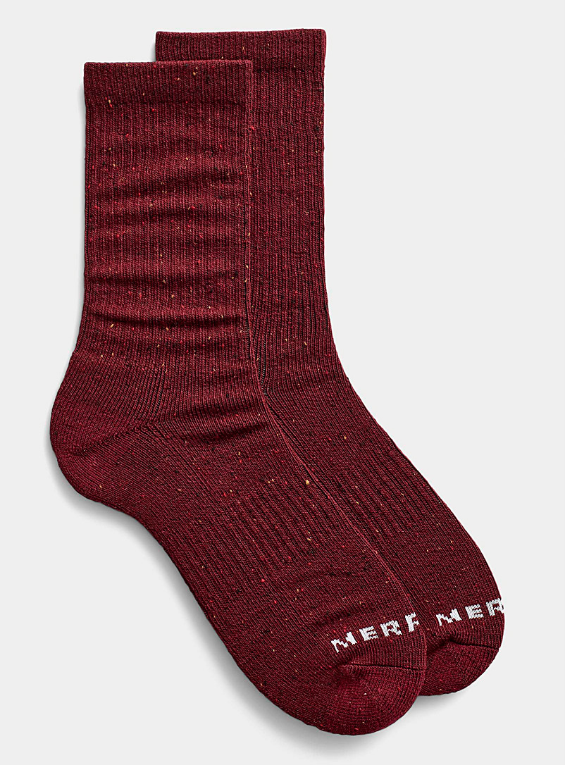 Merrell: La chaussette tricot moucheté Rouge foncé-vin-rubis pour homme
