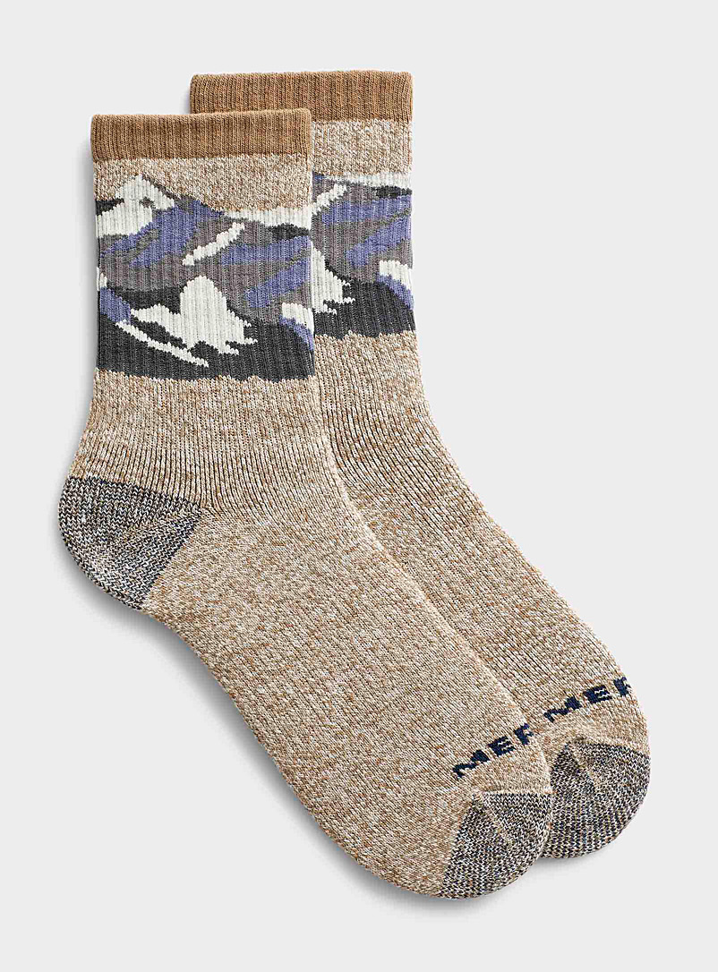 Merrell Patterned Green Mountain print knit socks for men