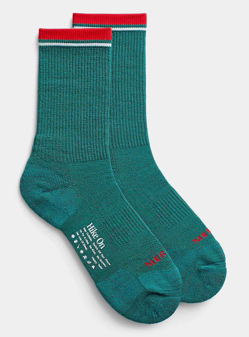 Merrell Teal Two-tone hiking sock for men