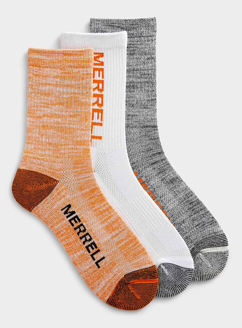 Merrell: Les chaussettes tricot maille chiné Collection Everyday - Emballage de 3 Orange à motifs pour homme