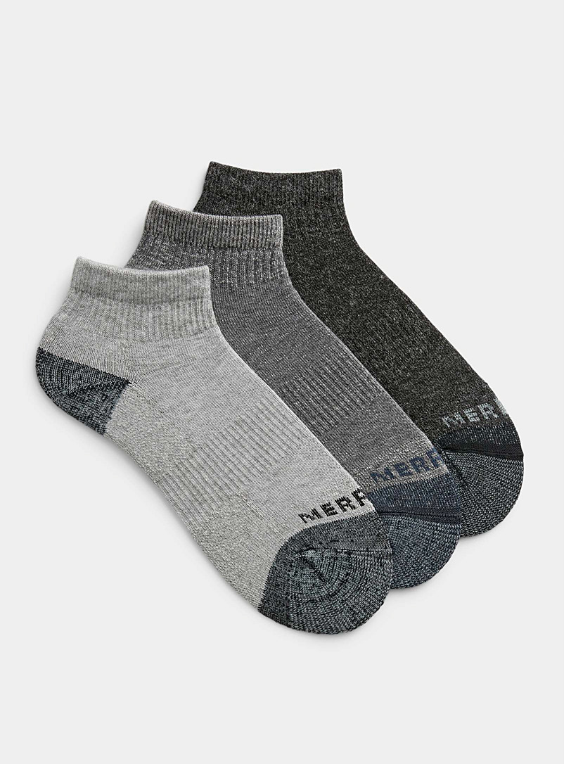 Merrell Assorted grey  Touch of wool heathered knit ankle socks 3-pack for men