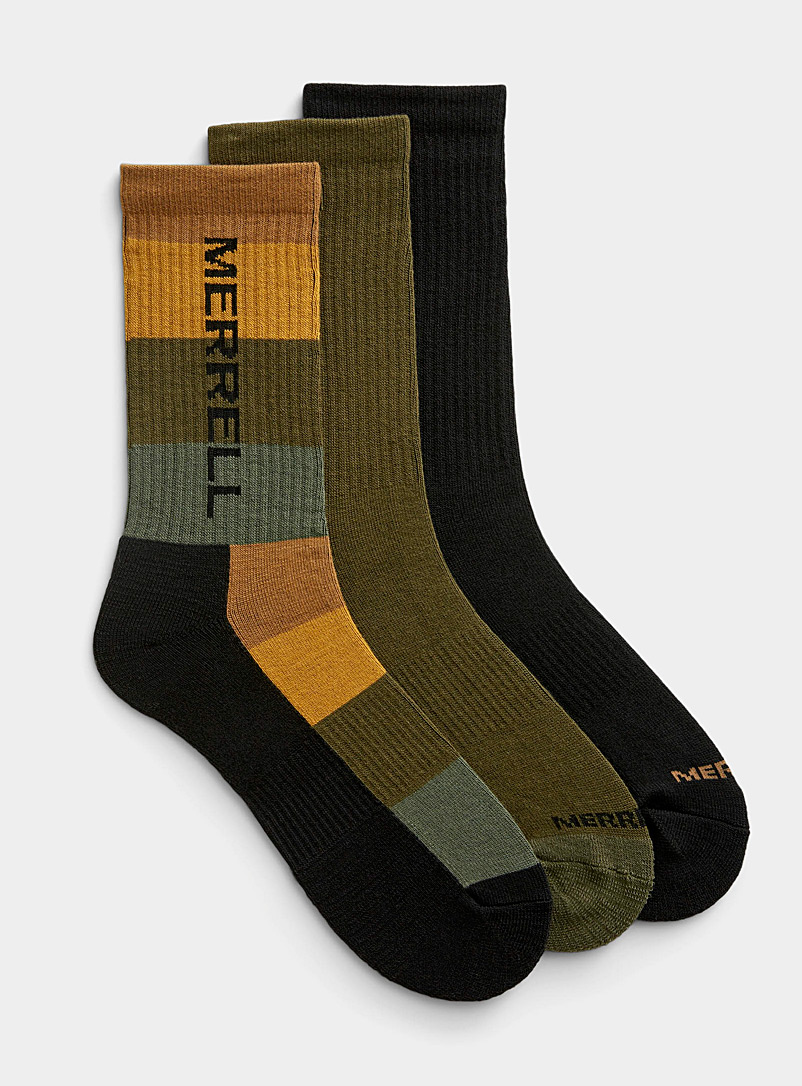 Merrell Assorted black  Touch of wool reinforced socks 3-pack for men