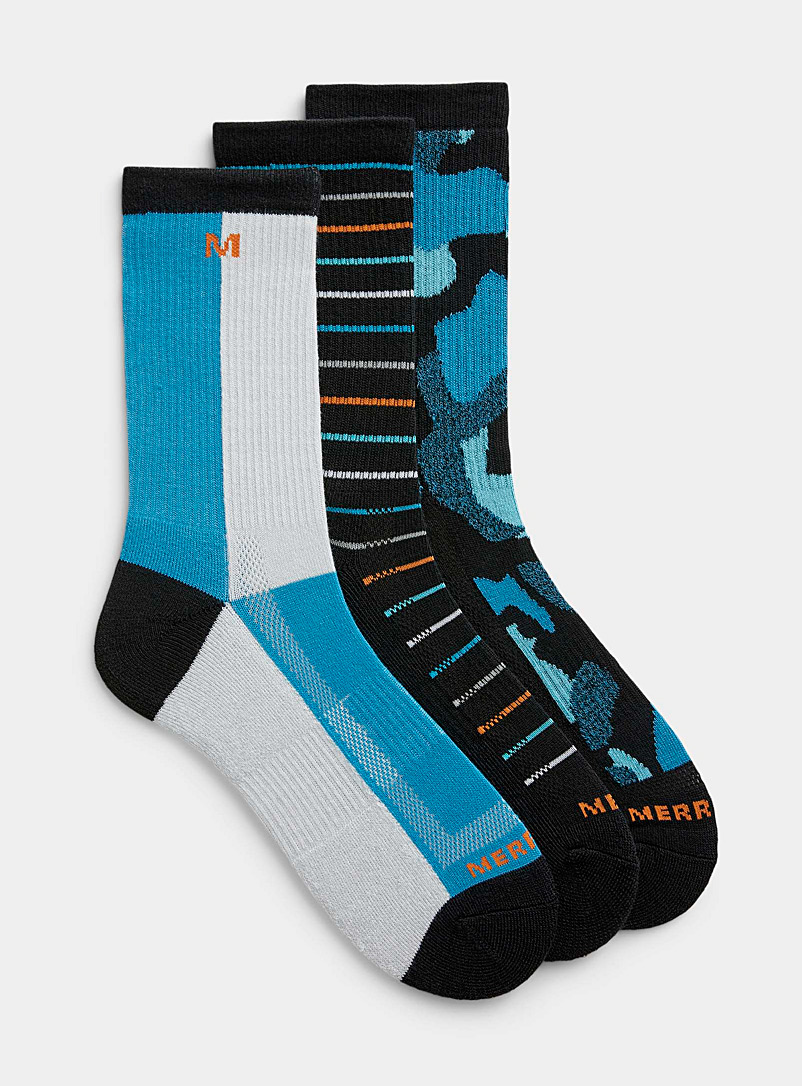 Merrell Assorted blue Blue accent knit socks 3-pack for men
