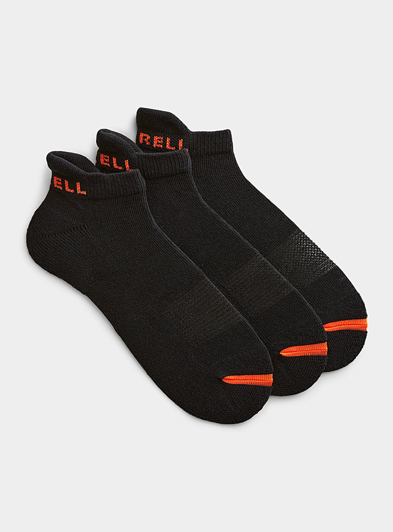 Merrell Black Performance reinforced ped socks 3-pack for men