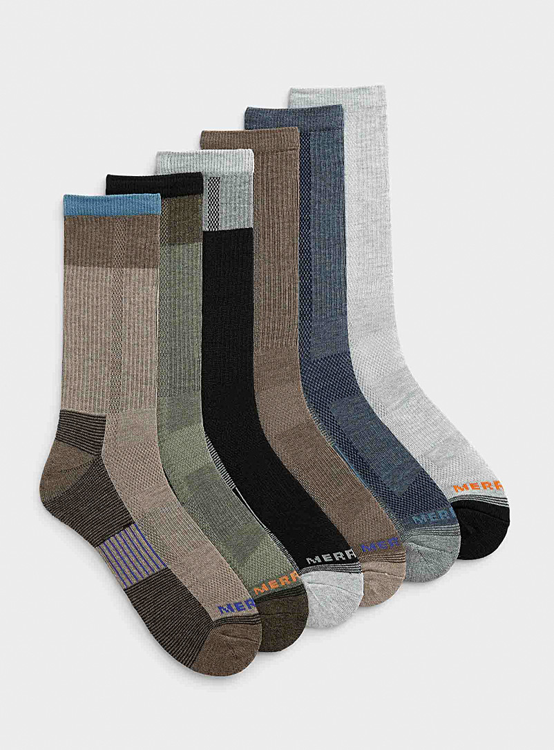 Merrell Brown Neutral reinforced socks 6-pack for men