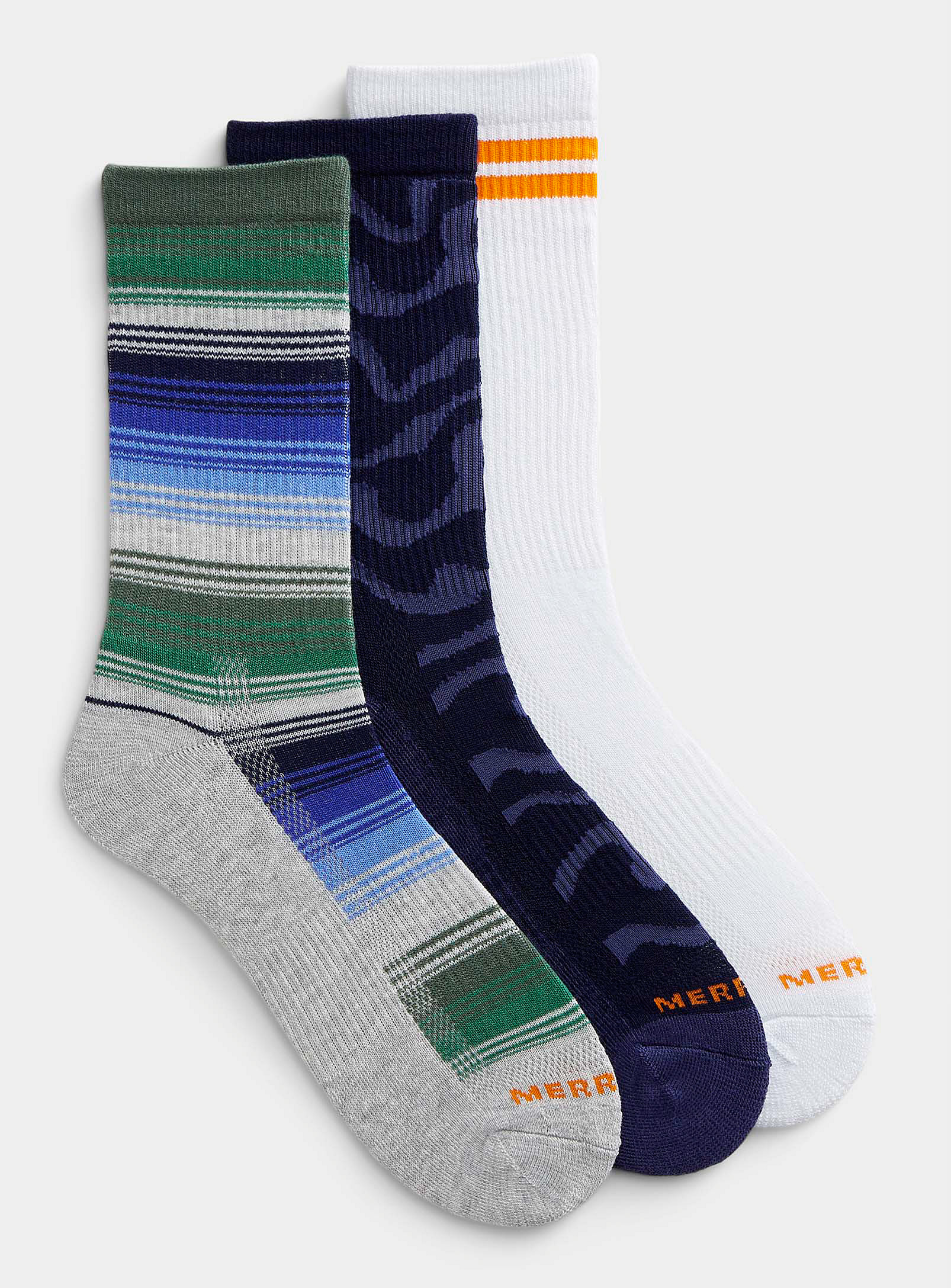 Merrell - Men's Mixed-stripe reinforced socks Everyday collection - 3-pack