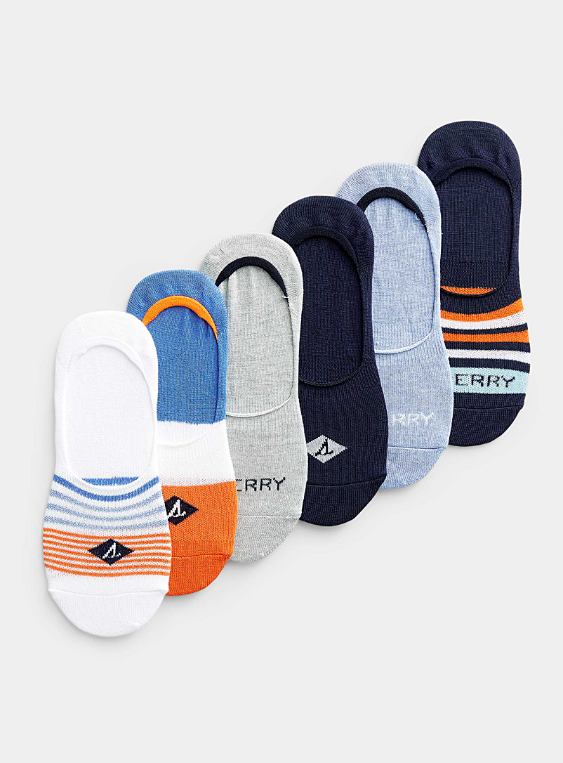 Sperry Top Sider Patterned Blue Striped essential ped socks 6-pack for men