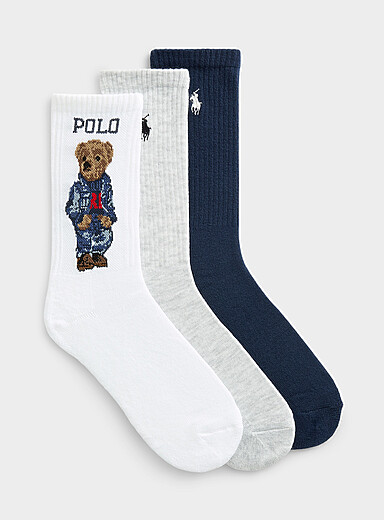 Les chaussettes ours/broderie signature Emballage de 3