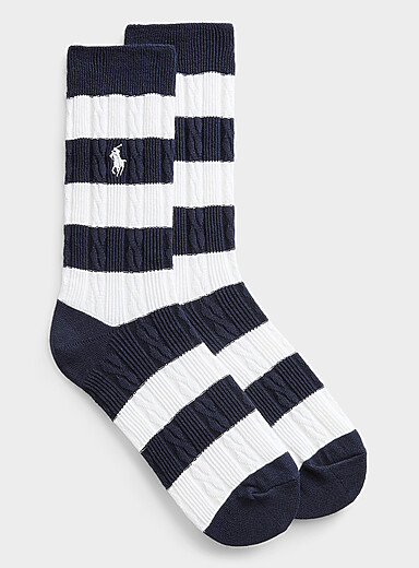 La chaussette rayures et torsades