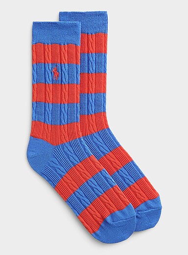 La chaussette rayures et torsades
