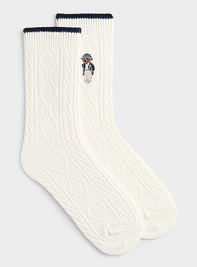 La chaussette c&acirc;bles torsad&eacute;s logo brod&eacute;