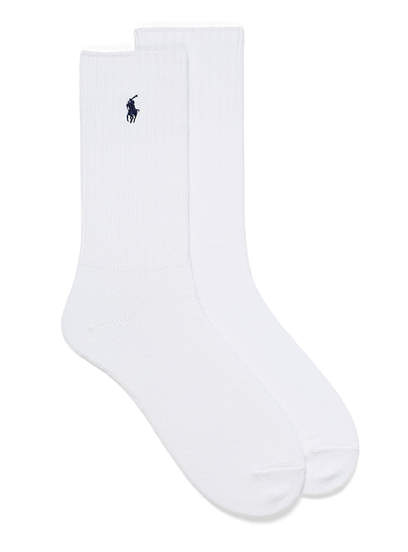 Polo Ralph Lauren White Signature solid ribbed socks for men