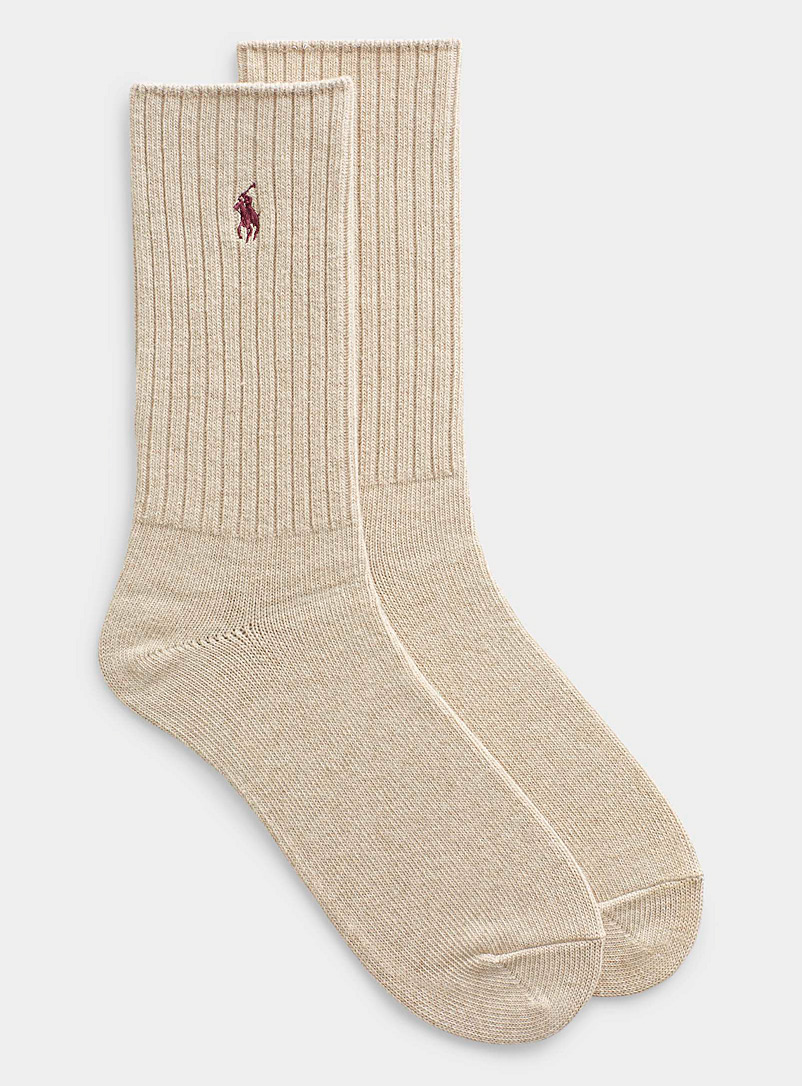 Polo Ralph Lauren: La chaussette côtelée signature unie Sable pour homme