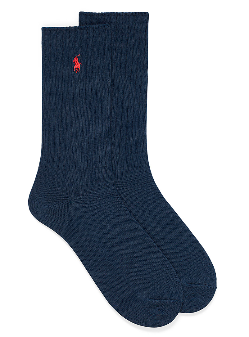 Polo Ralph Lauren: La chaussette côtelée signature unie Marine pour homme