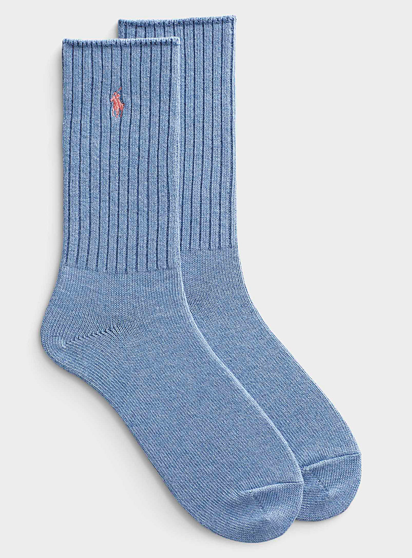 Polo Ralph Lauren: La chaussette côtelée signature unie Bleu moyen-ardoise pour homme