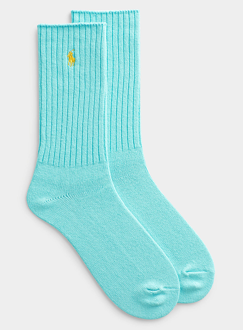 Polo Ralph Lauren: La chaussette côtelée signature unie Sarcelle-turquoise-aqua pour homme