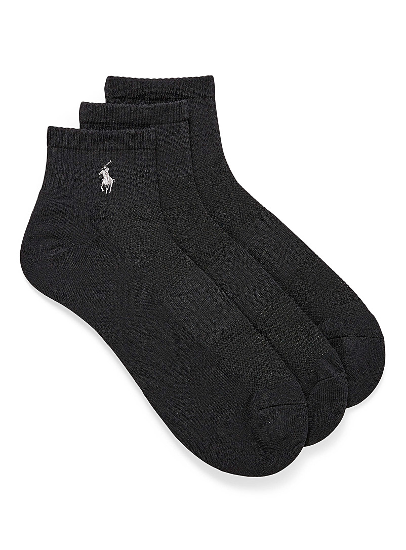 Polo Ralph Lauren Black Technical Sport ankle socks 3-pack for men