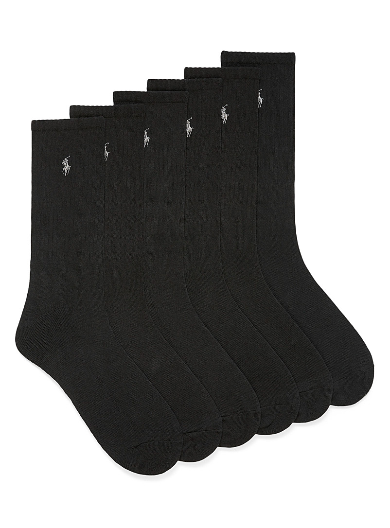 Polo Ralph Lauren Black Embroidered logo ribbed socks 6-pack for men