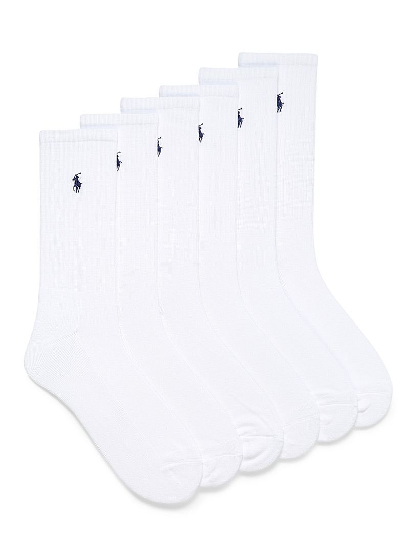Polo Ralph Lauren White Embroidered logo ribbed socks 6-pack for men