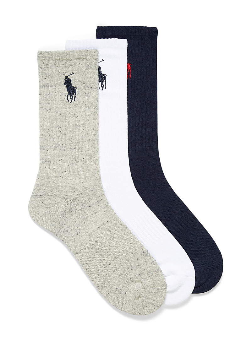 Polo Ralph Lauren: Les chaussettes côtelées broderie logo Pony Emballage de 3 Marine pour homme