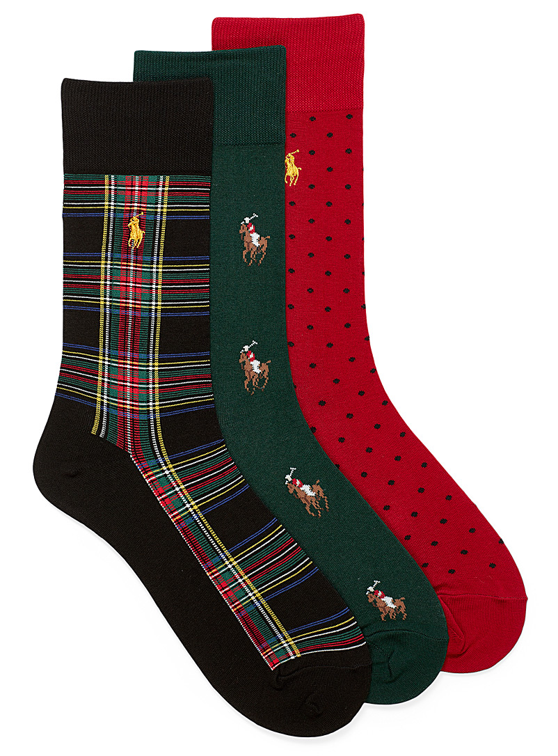 Polo Ralph Lauren: Les chaussettes à motifs broderie logo Emballage de 3 Assorti pour homme