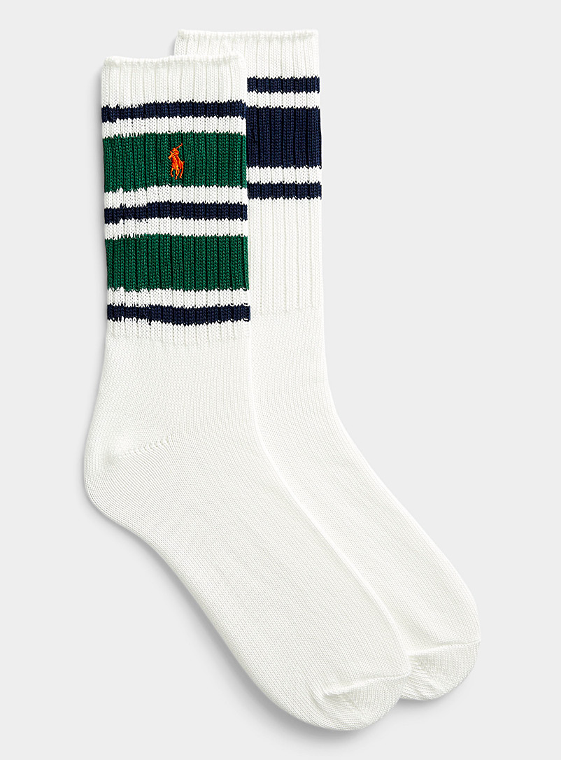 Polo Ralph Lauren White Ribbed gathered trim sock for men