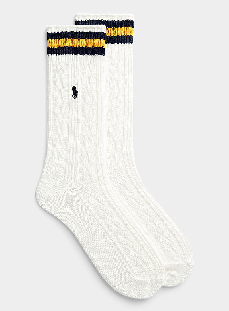 Polo Ralph Lauren: La chaussette câbles tennis Blanc pour homme