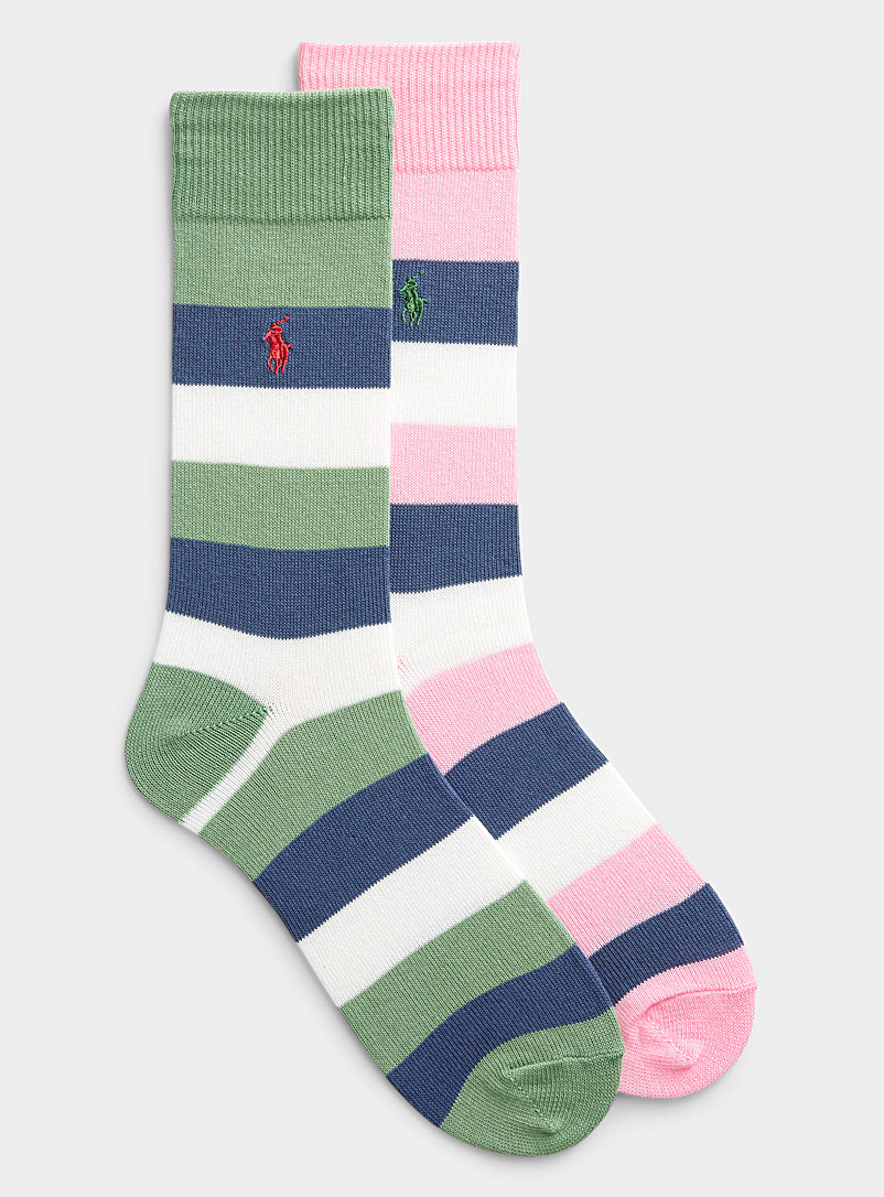 Polo Ralph Lauren Patterned Green Spring stripe socks 2-pack for men