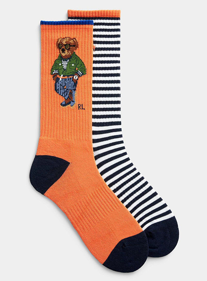 Polo Ralph Lauren Patterned Orange Teddy bear orange socks 2-pack for men