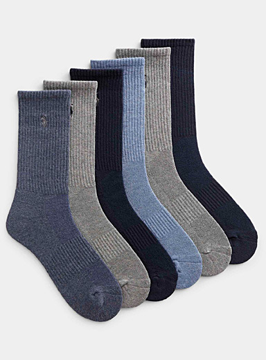 Natural hued ribbed socks 6-pack
