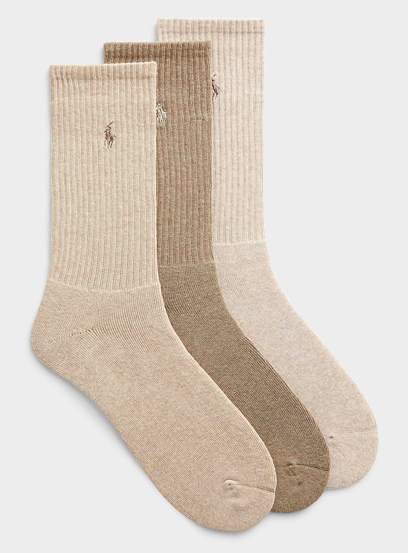 Polo Ralph Lauren: Les chaussettes côtelées renforcées Emballage de 3 Sable pour homme