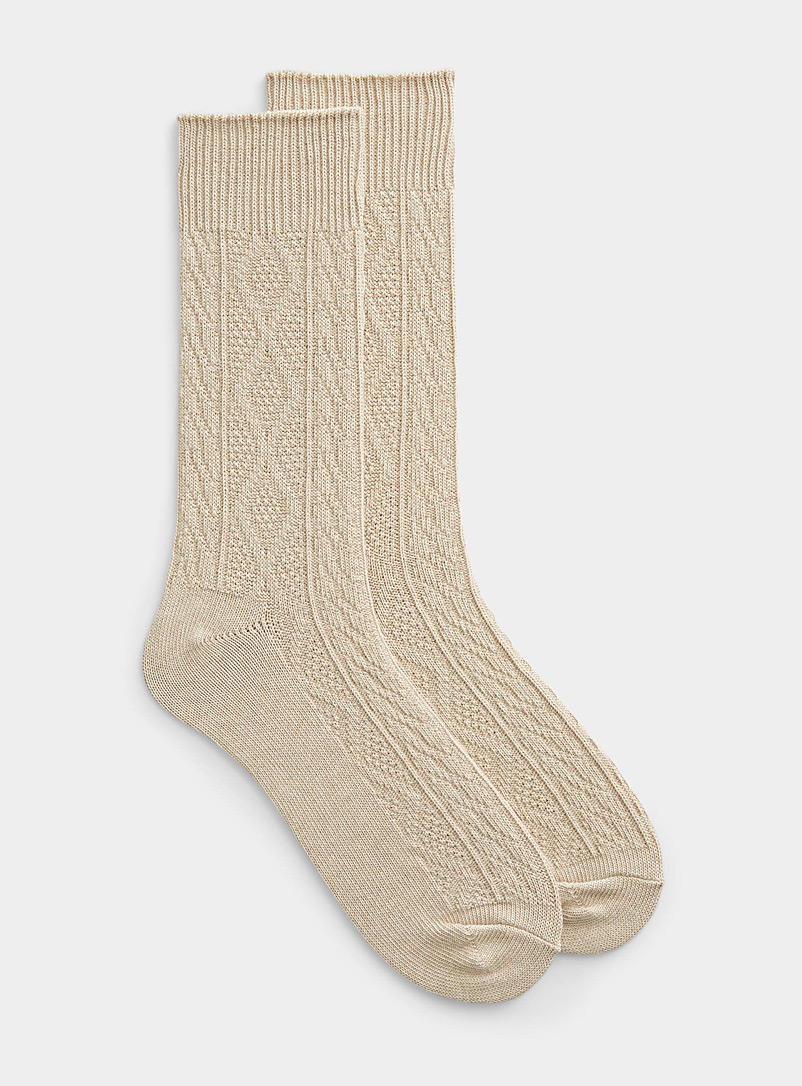 Polo Ralph Lauren: La chaussette tricot câbles sable Ivoire blanc os pour homme