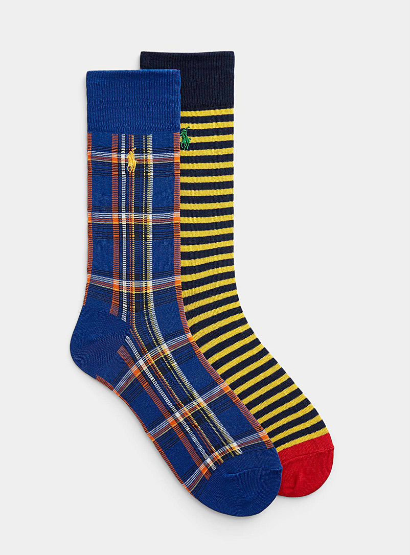 Polo Ralph Lauren Sapphire Blue Striped and tartan socks 2-pack for men