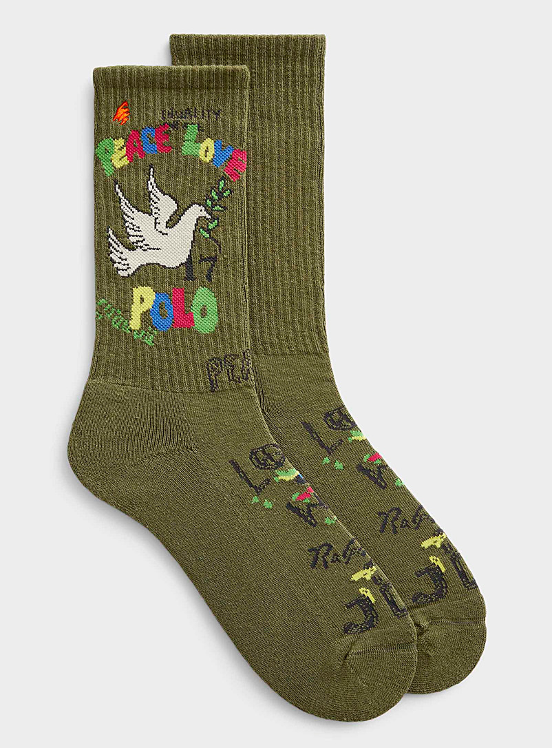 Polo Ralph Lauren: La chaussette athlétique colombe Vert à motifs pour homme
