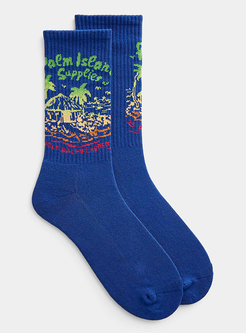Polo Ralph Lauren: La chaussette île tropicale Bleu à motifs pour homme