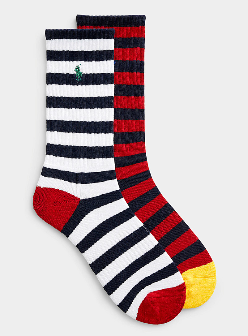 Polo Ralph Lauren: Les chaussettes rayures binaires Emballage de 2 Rouge pour homme
