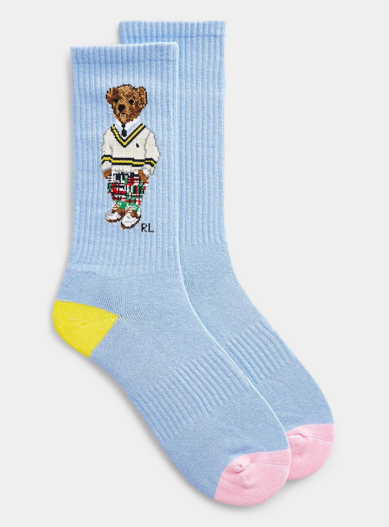 Polo Ralph Lauren: La chaussette ourson joueur de criquet Bleu pâle-bleu poudre pour homme