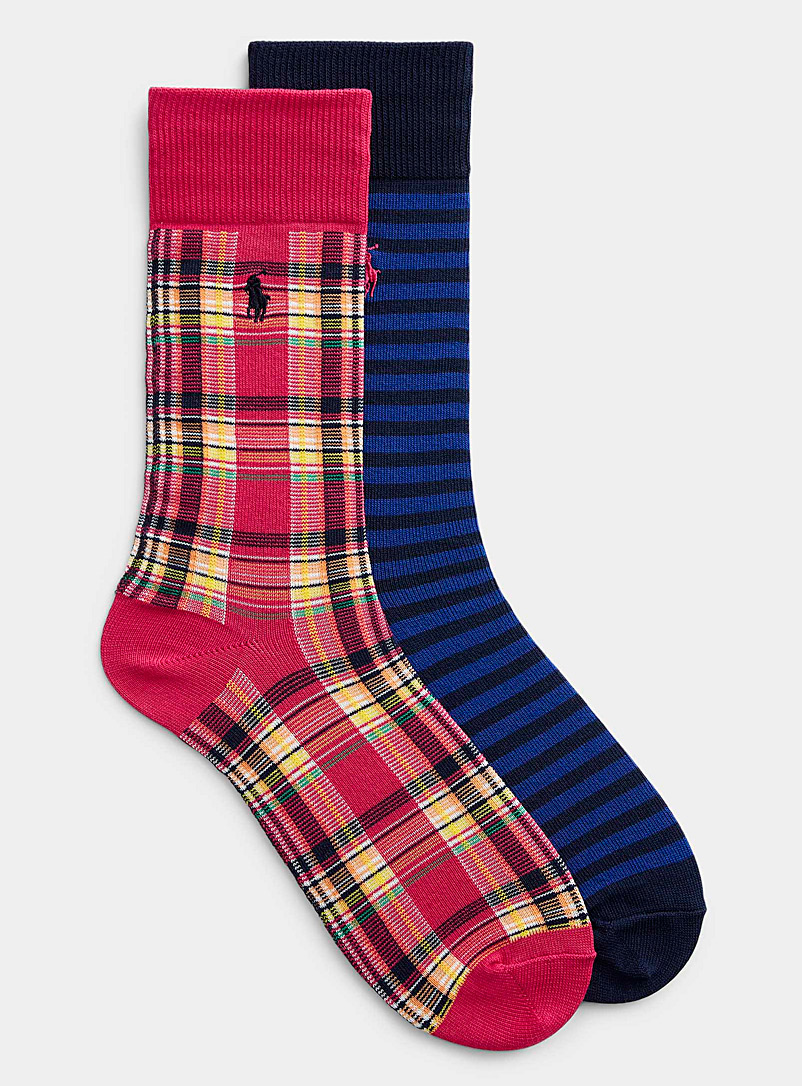 Polo Ralph Lauren: Les chaussettes tartan et rayures Emballage de 2 Rose pour homme