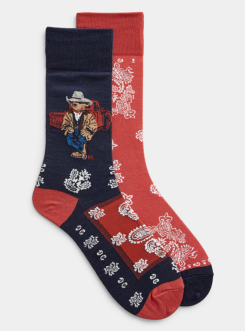 Polo Ralph Lauren: Les chaussettes ours cowboy et motif bandana Emballage de 2 Bleu à motifs pour homme