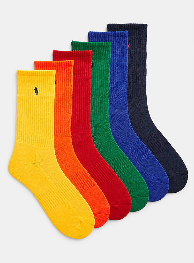 Polo Ralph Lauren: Les chaussettes athlétiques colorées Emballage de 6 Assorti pour homme