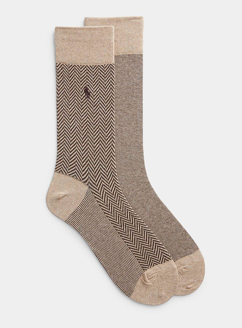 Polo Ralph Lauren: Les chaussettes chevrons Emballage de 2 Brun pâle-taupe pour homme
