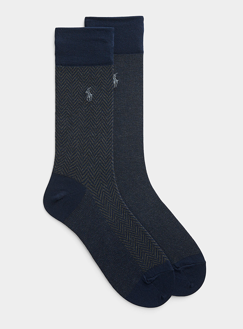 Polo Ralph Lauren: Les chaussettes chevrons Emballage de 2 Bleu à motifs pour homme