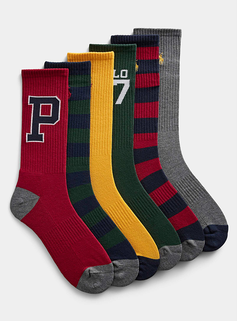 Polo Ralph Lauren: Les chaussettes athlétiques universitaires Emballage de 6 Assorti pour homme