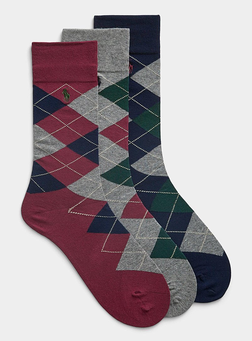 Chaussettes Habillées Homme Mariage Argyle, Vert Mer/blanc Cassé/marine, Coton, Taille 10-13, Neuves Avec étiquettes